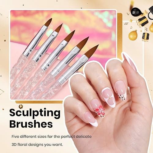Beetles 31pcs Nail Art Brushes, Dotting Tools, Nail Art Pens, Dust Brush, Striping Liner Fingernail Drawing Pens with Palette Holder All in One for Starter Manicure Design Set thumbnail 4