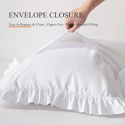 Aerlomi Ruffled Pillowcases, Standard Pillow Shams 20x26 Set of 2, Brushed Microfiber with Envelope Closure, Soft Wrinkle-Resistant, White thumbnail 6