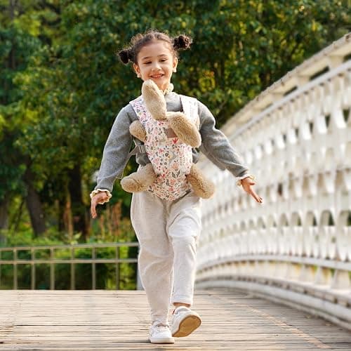 GAGAKU Baby Doll Carrier Front and Back Stuffed Animal Carriers for Little Girls - Pink thumbnail 2