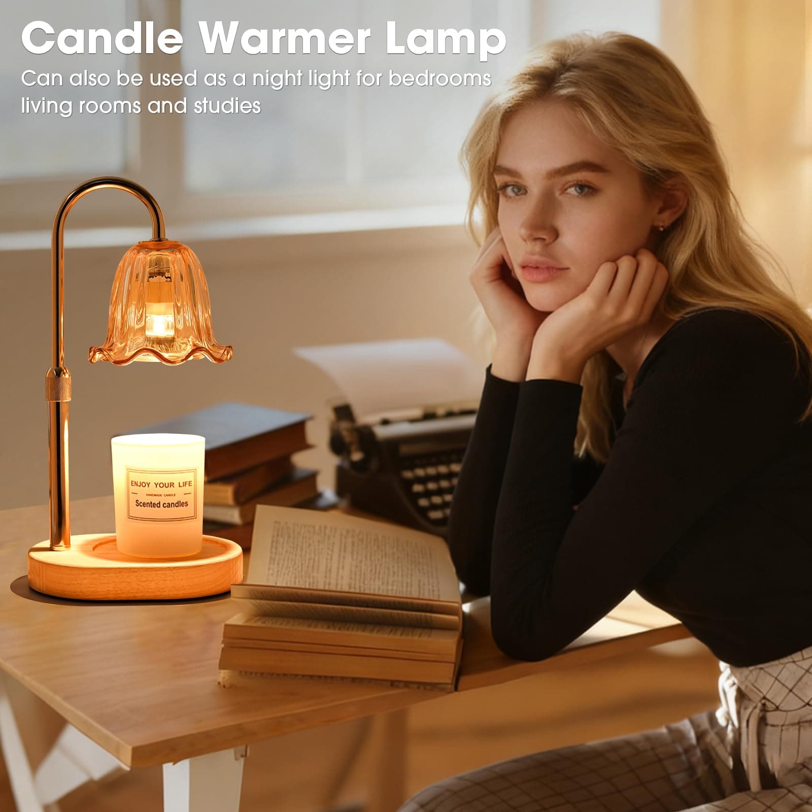 Adjustable Candle Warmer Lamp with Timer & Dimmer, Vintage Home Decor for Scented Jar Candles - Adjustable Height, Safe Melting Tech, Ideal Women/Men, New Home Bedroom Essential thumbnail 7