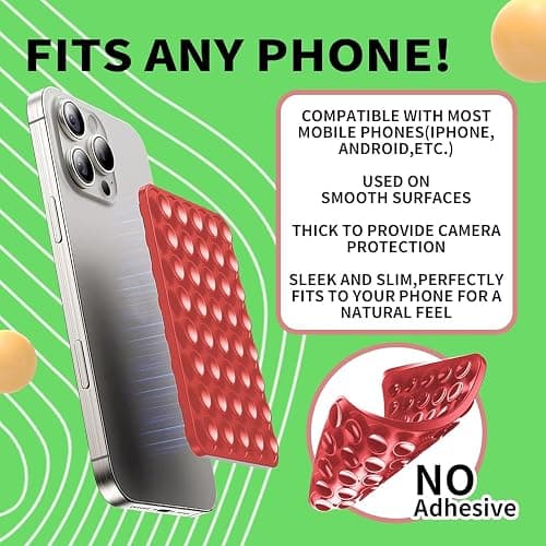 Suction Phone Mount Double Sided Octo Buddy for MagSafe Case, Silicone Sticky Grip Secure Holder for iPhone, Hands-Free Taking Photo/Recording Video/Live Streaming for Instagram Influencer（red） thumbnail 5