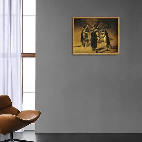 Roslynity Framed Canvas Wall Art Vintage Print Paintings Weird Renaissance the Dance of the Rats Animals Retro Antique Aesthetic Artwork for Home Living Room Bathroom Wall Decor (8"x10") thumbnail 6
