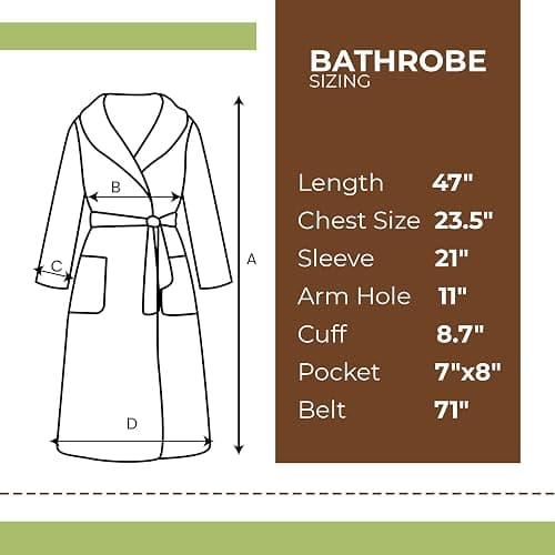 BIOLINEN 100% Cotton Terry Shawl Collar Bathrobe with Slippers thumbnail 5