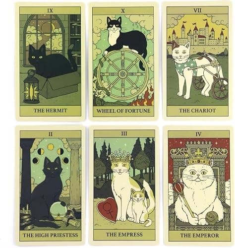 Cat Tarot Cards for Beginners, Cats Rule The Earth Tarot Deck, 78 English Tarot Cards, Party Games, Mysterious Gift for Friend thumbnail 7