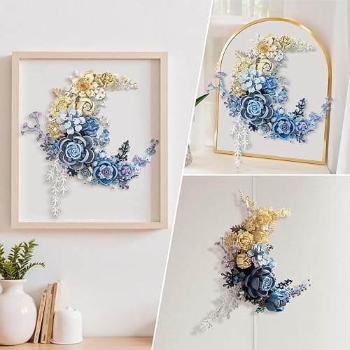 Loyratche Blue Moon Flower Building Set, Botanical Collection Crescent-Shaped Artificial Flowers Building Blocks Kit Compatible with Lego for Adults Home Décor Wall Art Decoration thumbnail 6