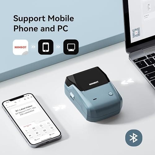 NIIMBOT B1 Label Maker Machine with Tape, 2 Inch Portable Sticker Printer for Home School & Small Business, Compatible with Phones & PC, Blue thumbnail 3