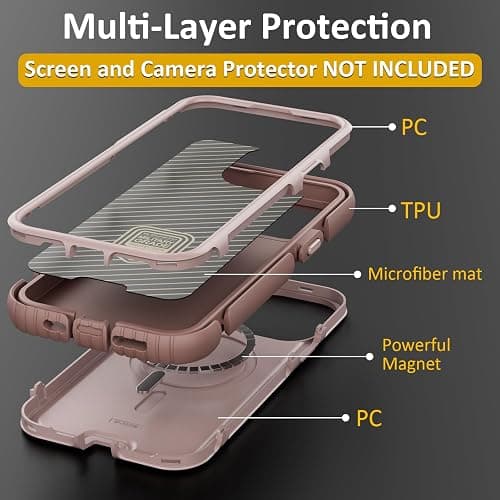 Follaroma for iPhone 14 Pro Max Case, Compatible with MagSafe, Heavy Duty Shockproof Protective Phone Case, Anti-Drop Protection, Dual Layer Magnetic Phone Cover for iPhone 14 Pro Max,6.7",Light Brown thumbnail 4