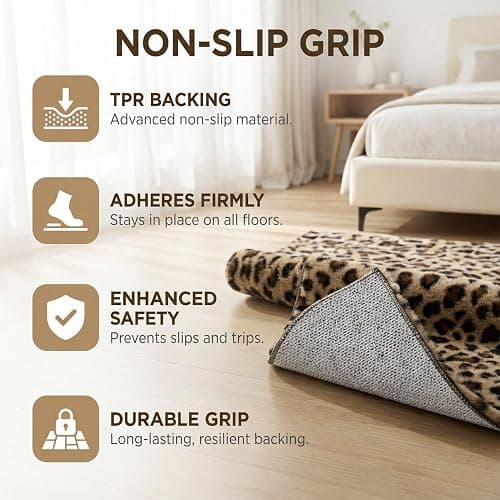 Leopard Print Rug for Living Room 5x7 Cheetah Fluffy Rug Machine Washable Area Rug for Bedroom,Non-Slip Soft Comfy Faux Fur Animal Carpet for Bedroom Living Shaggy Home Decor thumbnail 4