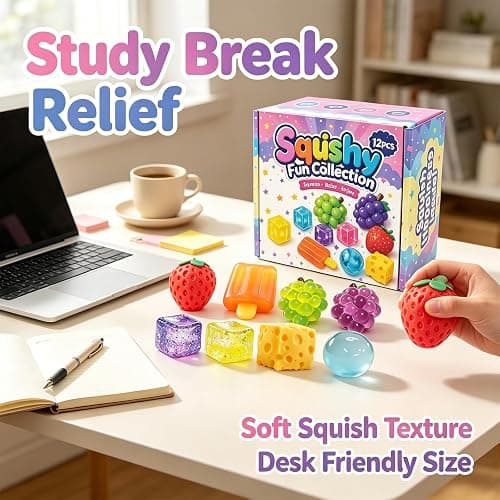 12PCS Squishy Box Mystery Fun Set Pack,Coconut Oil Strawberries, Soft Anxiety Relief with Wet Rebound, Squeeze & Squish Stress Reliever thumbnail 5