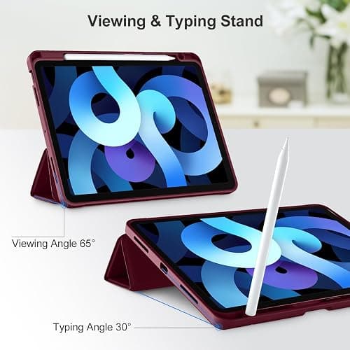 Akkerds for iPad Air 11 Inch Case M4/M3/M2, Air 5th/4th Gen 10.9, WineRed | With Pencil Holder, for iPad Air Case 2026/2025/2024/2022/2020, Soft TPU Back, Slim Trifold Stand Cover, Auto Sleep/Wake thumbnail 6