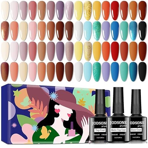 JODSONE 32 Color Gel Nail Polish Kit Soak OFF Base Coat and Top Coat Nail Gel Polish Love Manicure DIY at Home Happy Experience - Image 1
