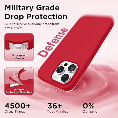 GolbinBox Magnetic for iPhone 16 Pro Case, Compatible with MagSafe, Screen Protector + Camera Lens Protector, Liquid Silicone Shockproof Protective Phone Case for iPhone 16 Pro 6.3", Red thumbnail 8