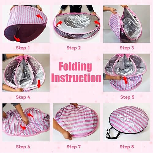 Baby Beach Tent with Pool, UPF 50+ Beach Sun Shelter Outdoor Tent for Aged 36 Months Baby and Kids, Parks and Beach Shade Portable Mini Pool Pink thumbnail 7