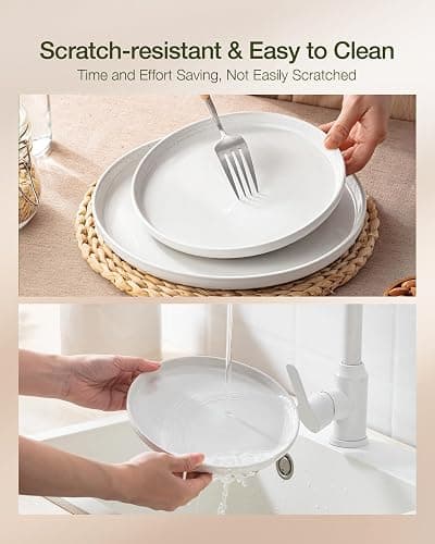 Famiware Milkyway Dinnerware Sets, 24 Piece Dish Set, Plates and Bowls Sets for 8, White thumbnail 7