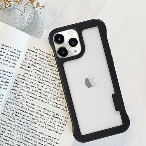 LUVI Compatible with iPhone 14 Pro Max Bumper Frame Case Frameless Cooling Heat Dissipation No Backplate Protection Fashion Shockproof Cover for Girls Women Man Black thumbnail 2