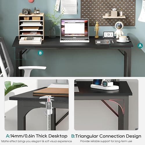 BestOffice Computer Desk,Home Office Desk, Modern Simple Style for Home Office Study Writing (Black, 39 inch) thumbnail 4