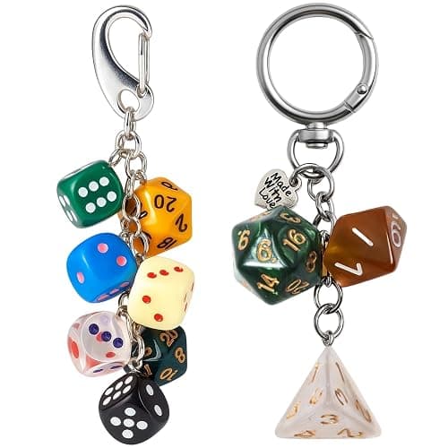 ZHLKHIOP 2 Pack Dice Bag Charm, Dice Keychain, Unique Design for Gifts, Durable Material for Daily Use, Perfect for Dice Lovers and Gamers - Image 1