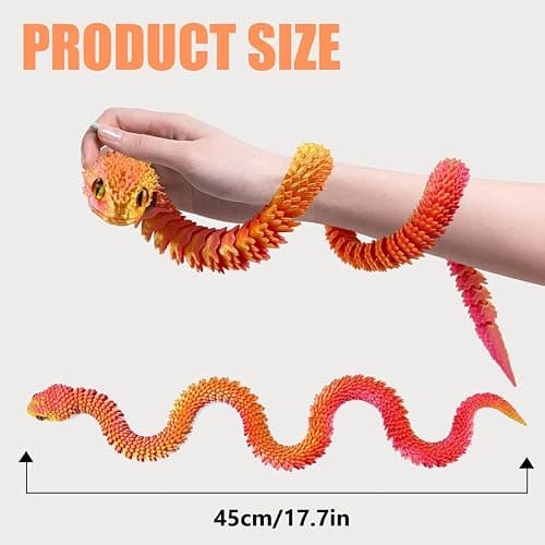 ZHRUOYAO 3D Printed Animals-Snake Viper,3D Printed Snake Toys 3D Printed Animals Animal Model Ornaments Creative Funny Toy Festival Gift for Frends thumbnail 2