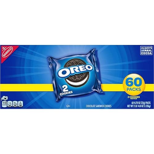 OREO Chocolate Sandwich Cookies, 60 Snack Packs (2 Cookies Per Pack) | Always made with Real Cocoa, Certified Kosher, Individually Wrapped thumbnail 16