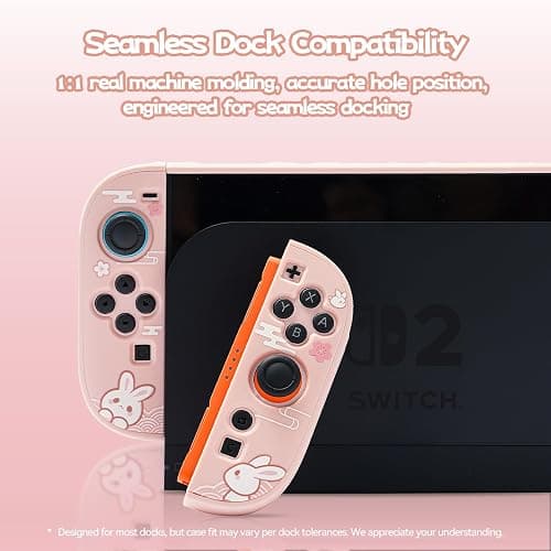 GeekShare Protective Shell Compatible with Switch 2, Kawaii Cartoon Dockable Case for Switch 2, Anti-Scratch and Shock-Absorption Design Cover Skin - Steamed Bun Rabbit thumbnail 3