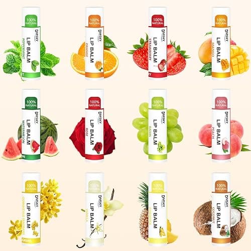 DMSKY 120 Pack Lip Balm, Natural Lip Balm Bulk with Vitamin E and Coconut Oil, Moisturizing Lip Balms for Chapped Lips-12 Flavors thumbnail 2