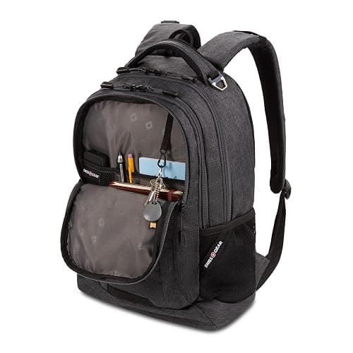 SwissGear 5505 Cecil 16” Laptop Backpack Charcoal – Daily Laptop Bag with Gear Attachment Options – Multiple Organizer Pockets & Padded Shoulder Straps thumbnail 8