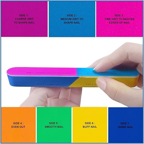 Nail File and Buffer Set (16 Pack), Nail File Kit Professional Nail Files & Buffers Manicure Supplies Filer Buffer for Natural Nails, 100/180 Grit 7 Way Nail Filing Polishing Buffer for Nail Care thumbnail 3