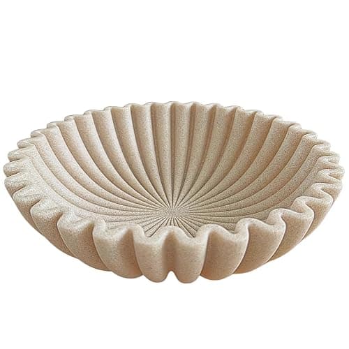 OAKOA Beige Resin Large Decorative Bowls for Home Decor - Decorative Bowl for Keys Entryway Table - Decorative Fruit Bowl Decor - Purse Bowl - Image 1
