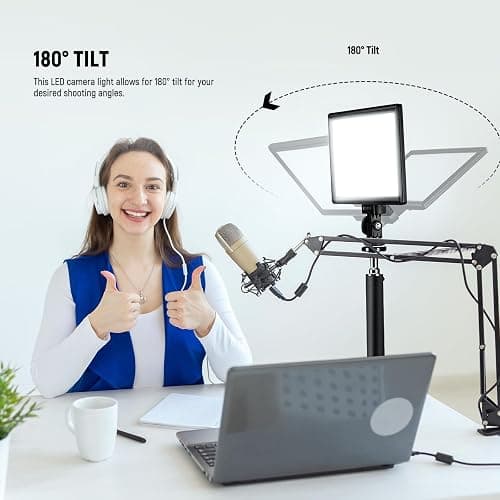 NEEWER 9" LED Video Light Panel, Dimmable DSLR Camera Soft Lighting with Mini Desk Tripod Stand, USB Type C Ports, 3200K~5600K CRI95+ for Studio Photography Video Recording Live Streaming, NL-116AI thumbnail 7