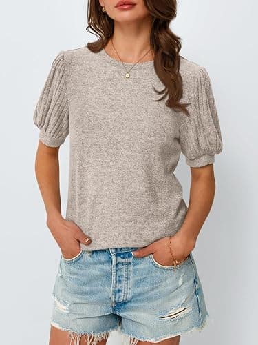 AUTOMET Womens Summer Short Sleeve Sweater Dressy Business Casual Blouses 2026 thumbnail 2