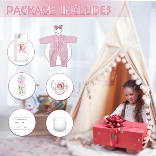 WOOROY Realistic Reborn Baby Dolls – 18-Inch Real Life Sleeping Newborn Girl, Lifelike Doll with Weighted Soft Body, Handmade Gift Toy with Accessories for Kids Age 3+ thumbnail 5