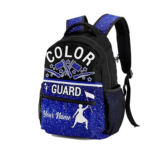 Pwwusark Custom Color Guard Backpack with Name - Personalized Schoolbag Color Guard Team Gift (Blue) thumbnail 2