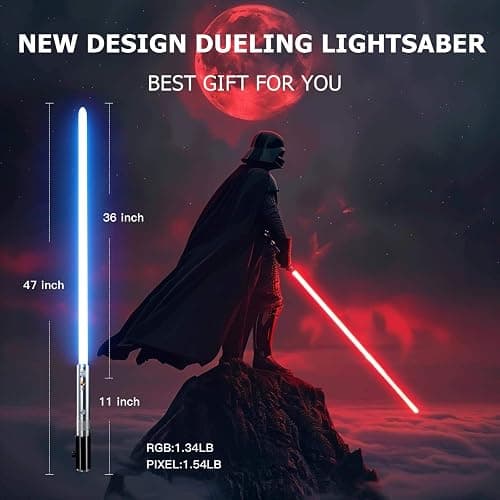 BSTSABER Upgrade App Control ANK Lightsaber, Smooth Swing 16 Sets Sound Effects 3 Light Effects and 16 Colors Change, Metal Dueling Light Saber for Adults Cosplay Gift (RGB-ANK) thumbnail 2
