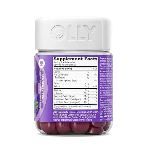 OLLY Restful Sleep Gummy Supplement with Melatonin & L-Theanine Chamomile, Blackberry Zen, 50 Gummies (25 Day Supply) Supports a Healthy Sleep Cycle* (Packaging May Vary) thumbnail 9