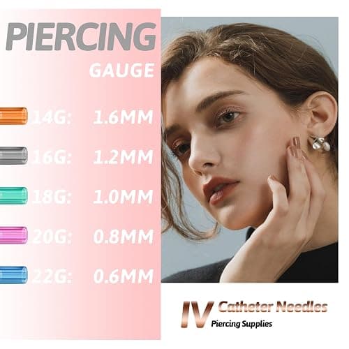 combofix IV Catheter Piercing Needles 50Pcs 16G Catheter Needles Kit for Ear Nose Lip Belly Navel Body Piercing Needles Hollow IV Start Kits Piercing Supplies Tools thumbnail 2