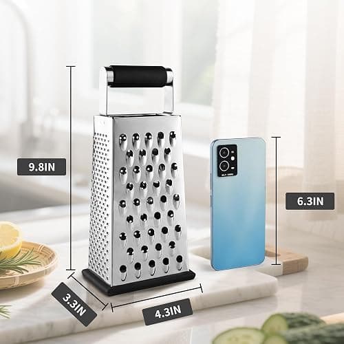 Kaishun Cheese Grater, Box Grater for Cheese Stainless steel Vegetable Slicer Food Shredder 4-sided Convenience for kitchen thumbnail 3