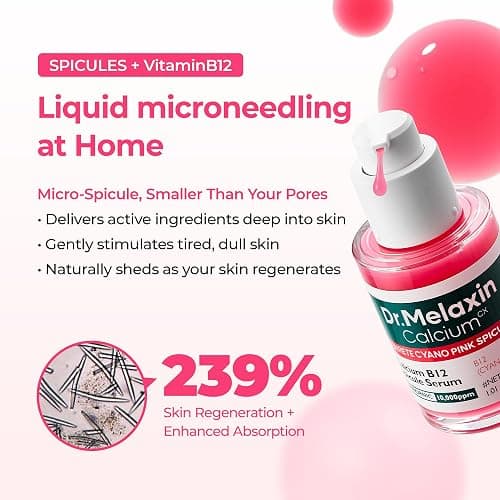 Dr.Melaxin Cemenrete Cyano Pink Spicule Serum with Calcium, korean skin care pore tightening refines spicule microneedling serum 1.01 fl. oz. thumbnail 3