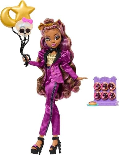 Monster High Doll, Clawdeen Wolf in Monster Ball Party Fashion with Themed Accessories Including Balloons thumbnail 4