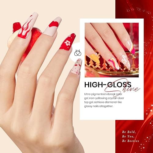 Beetles Winter Gel Nail Polish Kit - 23Pcs Burgundy Red Brown Orange Purple Colors Gel Polish Set Brown Gray Blue Green Soak Off Uv Gel Base Top Coat Gifts for Girls Glowing Attraction thumbnail 4