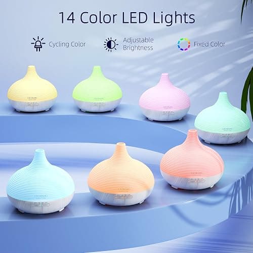 ASAKUKI 300ml Oil Diffuser with 14 LED Lights, Timers, Auto Shut-Off White | Large Capacity Essential Oil Diffuser, Ultrasonic Aromatherapy Ultrasonic Cool Mist Diffuser for Home Bedroom Office Yogaroom thumbnail 2