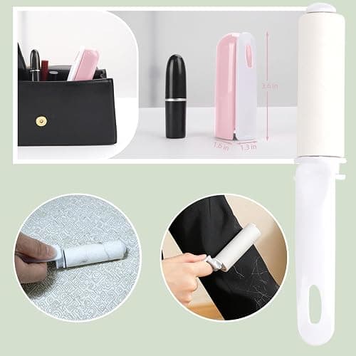 Mini Lint Roller Travel Size Cute Folding Lint Remover for Pet Hair Small Sticky Roller with Cover for Purse On the Go Lint Roller (Pink) thumbnail 4