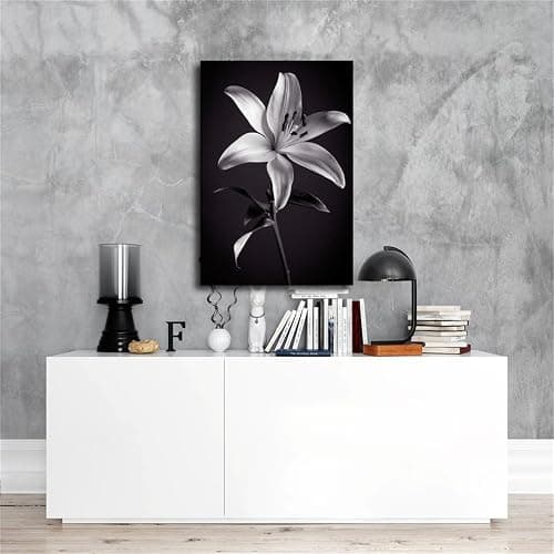 Flower Black and White Lilies Poster Picture HD Print Retro Painted Modern Home Bedroom Room Aesthetic Decoration (08×12inch_Unframed) thumbnail 4