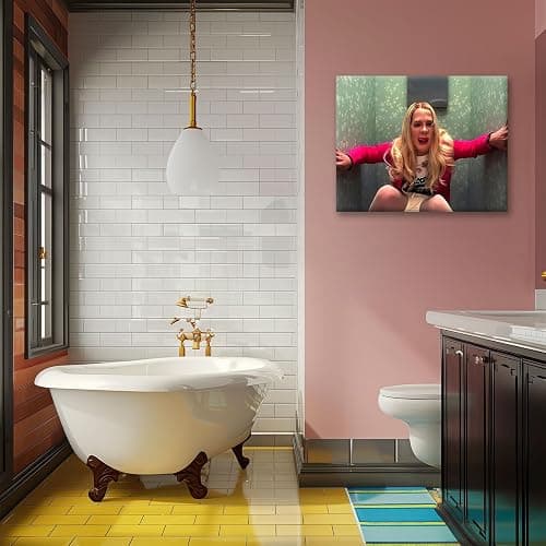 Funny Framed Canvas Wall Art Bathroom Decor Black Humorous Comedy Movies Poster White Chicks Oil Painting Modern Artwork for Living Room Dorm Wall Home Decoration (8x10inch) thumbnail 5