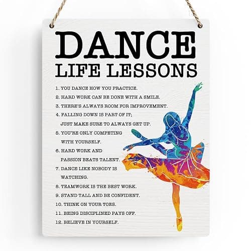 Dance Life Lessons Wood Sign Inspirational Ballet Wall Decor Art, Motivational Ballet Quotes Wall Art Decor Signs for Home Office Bedroom Dance Room Decoration, Senior Ballet Dancer Gifts, 8x10 Inches - Image 1