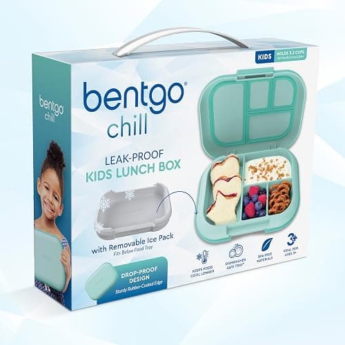 Bentgo Chill Kids Leak-Proof Lunch Box - 4-Compartment Bento Box with Built-In Ice Pack, 3.3 Cup Capacity, PFAS & BPA-Free, Microwave & Dishwasher Safe, Ideal Size for Ages 3 to 7 (Aqua) thumbnail 9