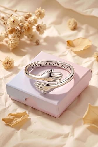 YADOCA 925 Sterling Silver Hug Ring for Women Girls Daughter Granddaughter | Adjustable Hope Love Heaven Promise Friendship Rings Birthday Gifts for Mom Wife Sister Things Teen Girl Gifts Trendy Stuff thumbnail 8