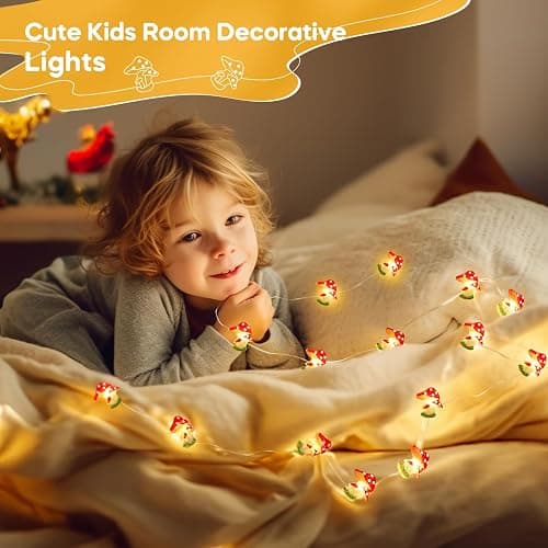 Coquimbo Mushroom Lights Room Cottagecore Decor: Gifts for Teen Girls Boys Kids, 10FT 30LED Fairy Lights Battery Operated Cute Mushroom Lamp Decorations for Birthday Christmas Party Wedding Home thumbnail 7