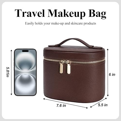honitty Makeup Bag, Travel Make up Case with Compartments and Handle, Portable Cosmetic Organizer Bags,Toiletry Bag for Women thumbnail 2
