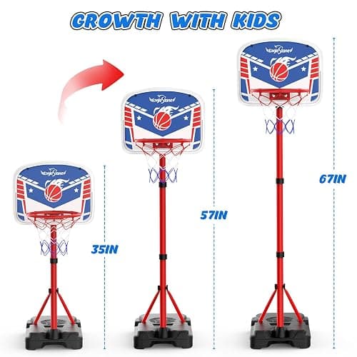 EagleStone Kids Basketball Hoop with Stand, Adjustable Height Basketball Set Toddler Toys for Boys and Girls Age 3-12, Indoor Outdoor Backyard Sport Game Gift with Sandbag for Stability thumbnail 3