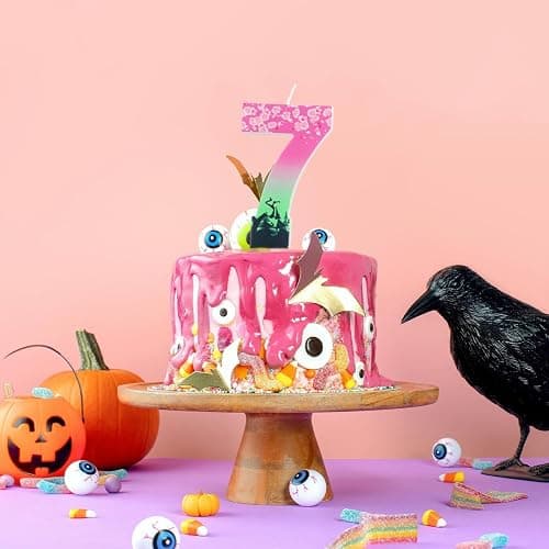 iNINGER Pink Number 9 Birthday Candles,9th Witch Party Decorations 9th Birthday Supplies Witch Theme Cake Topper,Fluorescent Green Candles for Baby Shower Party Decorations thumbnail 4